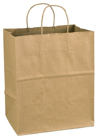 100% Recycled Paper Shopping Bags, 10" x 7" x 12"