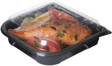 7" Black Bottom Recycled PET Plastic Take Out Containers 