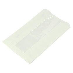 6 x 10" White Glassine Hot Bag with Compostable Clear Window 