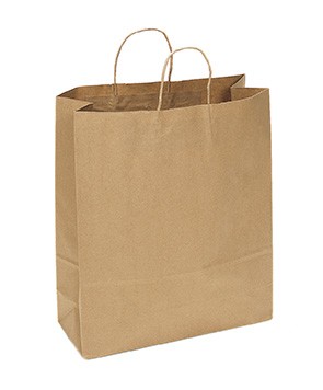 100% Recycled Paper Shopping Bags, 16" x 6" x 19"
