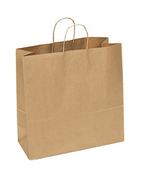 100% Recycled Paper Shopping Bags, 18" x 7" x 18"