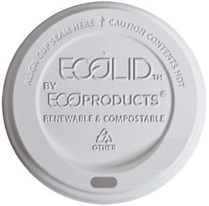 8 oz. EcoProducts Compostable White Hot Cup Dome Lids