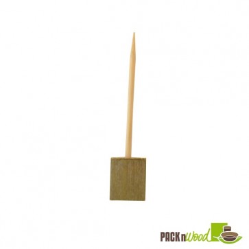 Double Prong Bamboo Skewer with Block End - 3.94 in.
