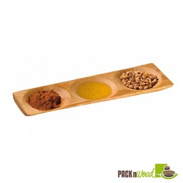 PATONG - Bamboo Three Compartment Dish - 7.1 x 2.4 in.