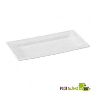 Rectangular White Sugarcane Plate - 10.2 x 5.1 in.