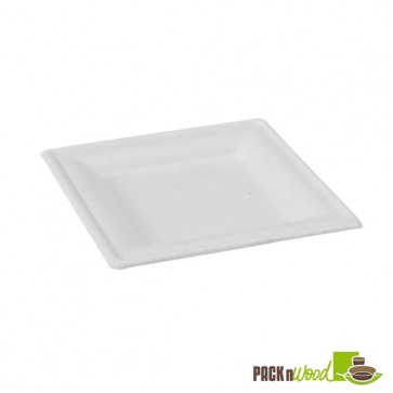 Square White Sugarcane Plate - 10.2 in.