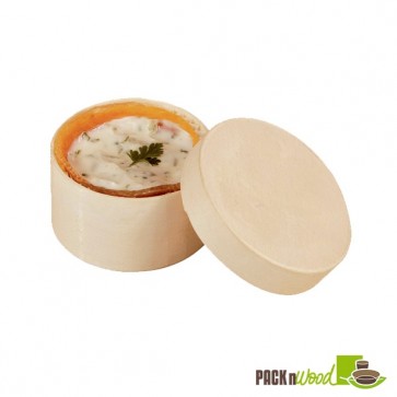 Round Wooden Box with Lid - 2.3 x 1.7 in.
