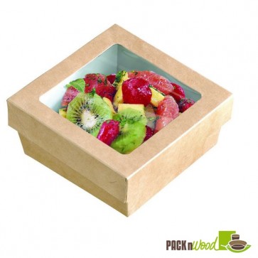 Kraft Box With Clear Window Lid - 3.9 x 3.9 x 1.6"