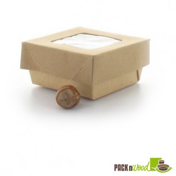 Recyclable Paper Kraft Box With Clear Window Lid - 2.8 x 2.8 x 1.6"