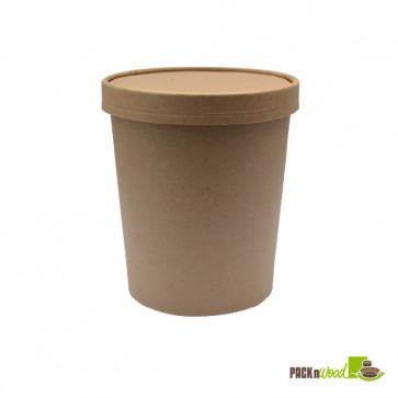 16 oz. Kraft Recyclable Soup Cup with Vented Paper Lid