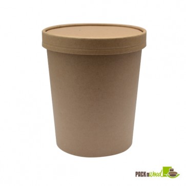 32 oz. Kraft Recyclable Soup Cup with Vented Paper Lid