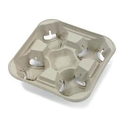 Natural Pulp Fiber 4-Cup Carrier