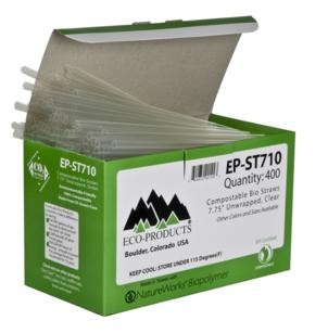 7.75" Unwrapped Clear Corn Plastic Straws