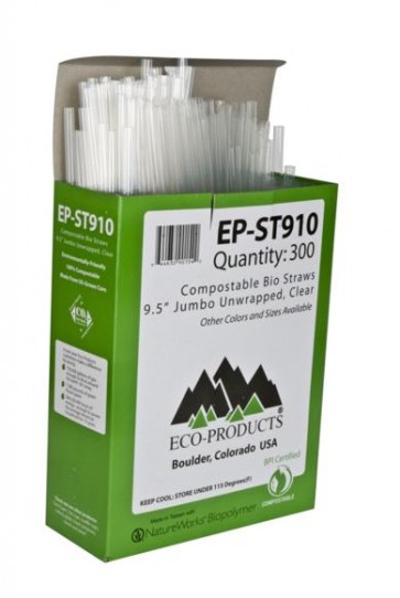 9.5" Clear, Unwrapped Jumbo Corn Plastic Straws 