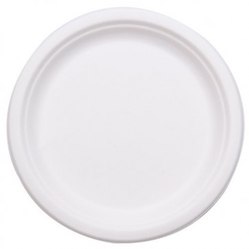 9" Round Stalkmarket Biodegradable Plates Sugarcane, Compostable, Natural White