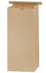 1 lb. Natural Kraft Brown Recyclable Coffee Bag w/ Tie Tin