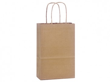 100% Recycled Paper Shopping Bags, 5.5" x 3.25" x 8"