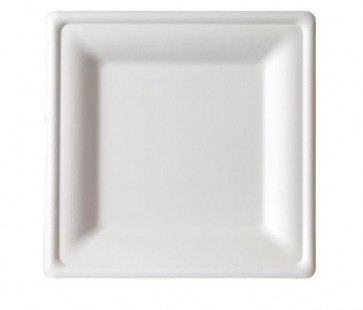 8" Premium Sugarcane Biodegradable Square Plates