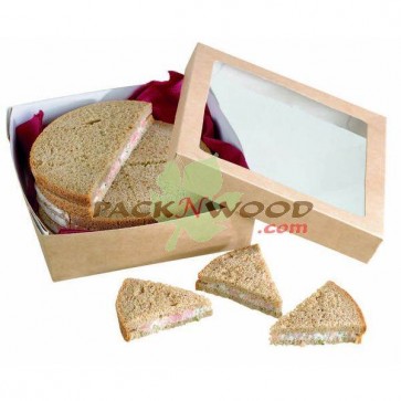 Kraft Box With Clear Window Lid  - 5 x 5 x 2"