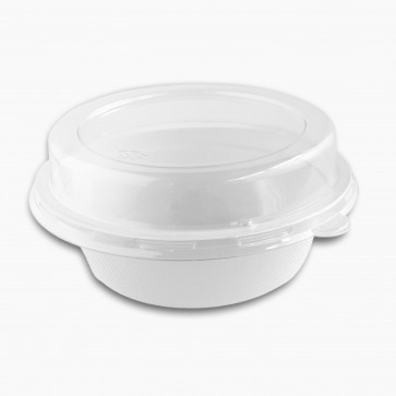 Clear recyclable PET Lid for 16oz sugarcane/bagasse bowl 