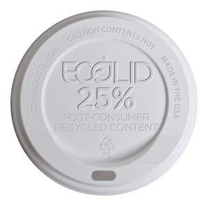 8 oz. EcoProducts Recycled Content Hot Cup Lid, (EP-HL8-W), Compostable, White, Case of 1000
