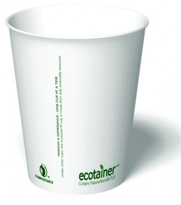 10 oz. Ecotainer Carte Blanc Biodegradable Hot Cup / Coffee Cup, Compostable, White