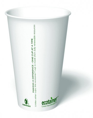 16 oz. Ecotainer Carte Blanc Biodegradable Hot Cup / Coffee Cup, Compostable, White