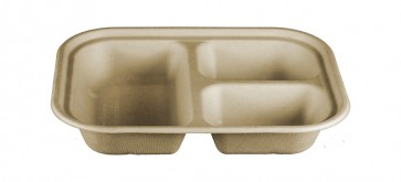 Compostable Wheatstraw 3-Compartment Tray