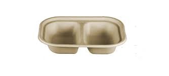 Compostable Wheatstraw 2-Compartment Tray