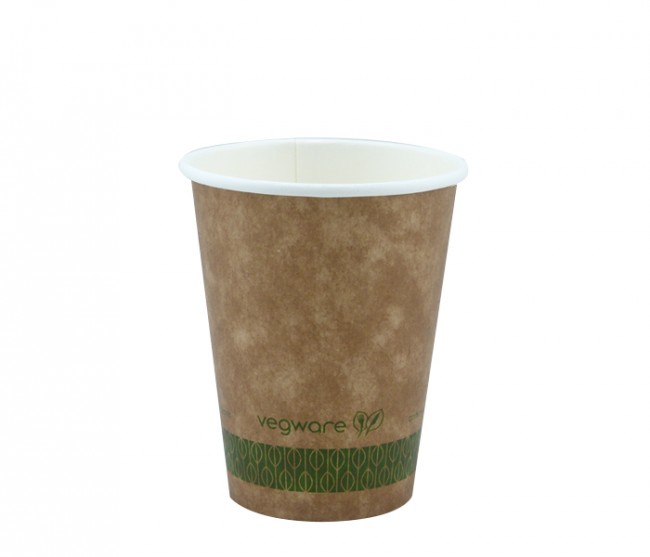 OPTIONAL LIDS Vegware COMPOSTABLE BROWN SINGLE WALL HOT DISPOSABLE CUP 