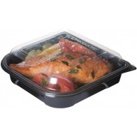 7" Black Bottom Recycled PET Plastic Take Out Containers 