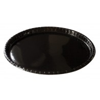 12" Black Elegance High Gloss Coated Corrugated Paper Catering / Deli / Party Tray