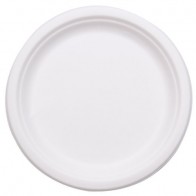 7" Round Biodegradable Plates Sugarcane, Compostable, Natural White