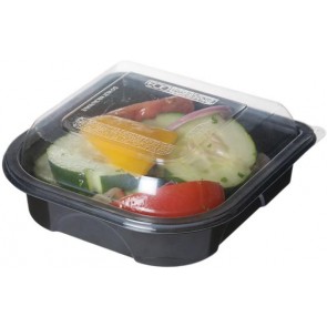 6" Black Bottom Recycled PET Plastic Take Out Containers 
