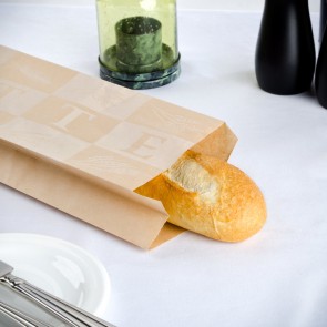 4 1/2" x 2 1/2" x 28" Natural Kraft Printed Baguette Bag 