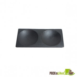 Mini Black Bamboo Plate 2 Compartments - 4.7" x 2.4"