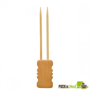 Double Prong Bamboo Skewer with Block End - 5.91 in.