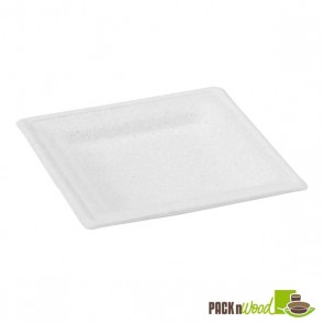 Square White Sugarcane Plate - 6.2 in