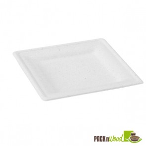 Square White Sugarcane Plate - 7.8 in. 