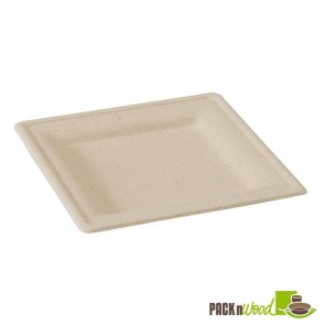 Square Natural Sugarcane Biodegradable Plate - 7.8 x 7/8"