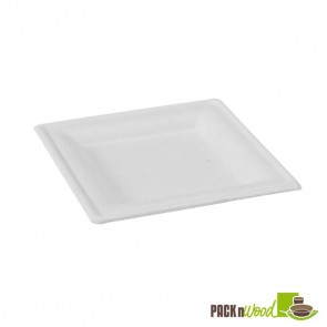 Square White Sugarcane Plate - 10.2 in.