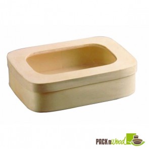 Wooden Rectangular Box with Window Lid - 7.09 x 5.04 x 1.97 in.