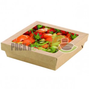 Kraft Box With Clear Window Lid - 8.9 x 8.9 x 3.1"  