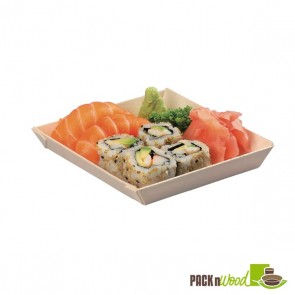 Samurai - Square Wooden Dish - 5.2 in.