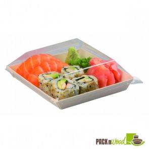 Clear Recyclable Lid for Samurai - Square Wooden Dish - 5.2 in.