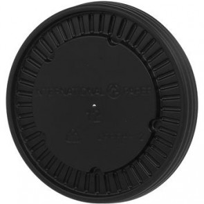 Ecotainer 12 oz. Hot Flat Vented PS Lids for Biodegradable Soup Cups / Food Containers, Black