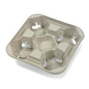 Natural Pulp Fiber 4-Cup Carrier