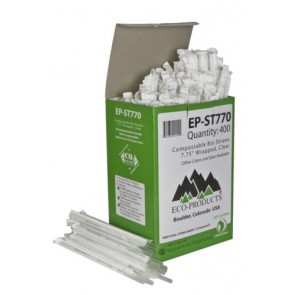 7.75" Wrapped Clear Corn Plastic Straws