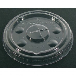 10 oz. Greenware Clear Flat Lid w/ Hole, Compostable