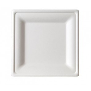 8" Premium Sugarcane Biodegradable Square Plates